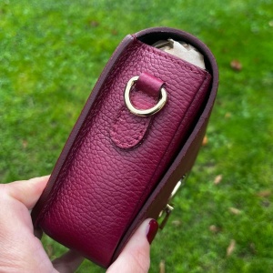 Leather Gold Tone Bag - Burgundy